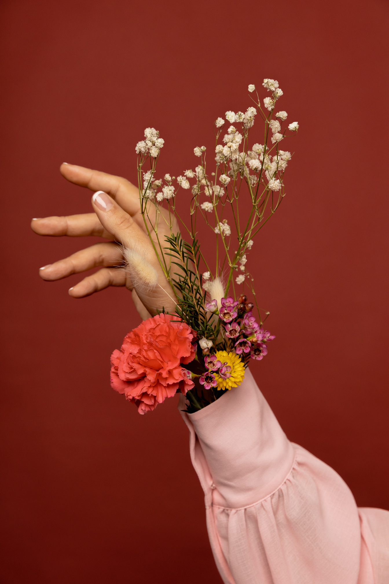 Fresh Flowers in Woman's Sleeve